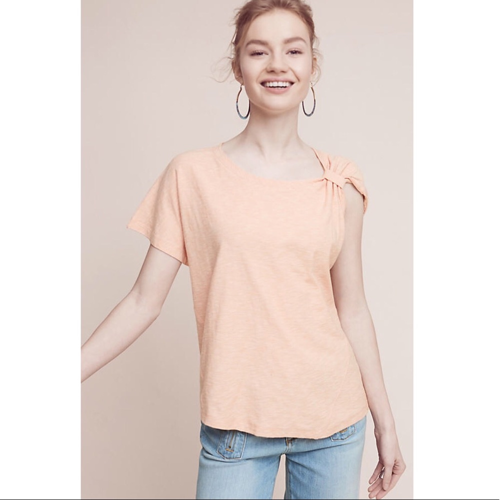 NWT Margot Gathered Top / Peach Tie Sleeve Tee